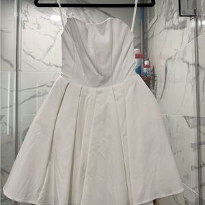 House of CB White Strapless Fit-and-Flare Dress